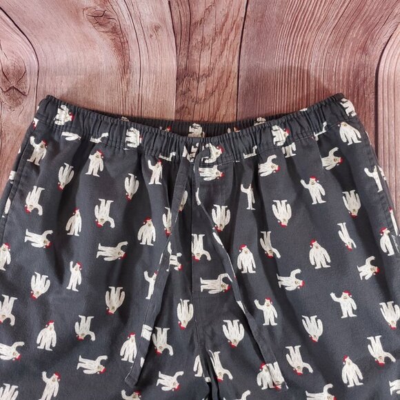 NWT Eddie Bauer Mens Size XL Mr Flannel Sleep Pants Yeti Christmas Hat Holiday - Picture 5 of 16